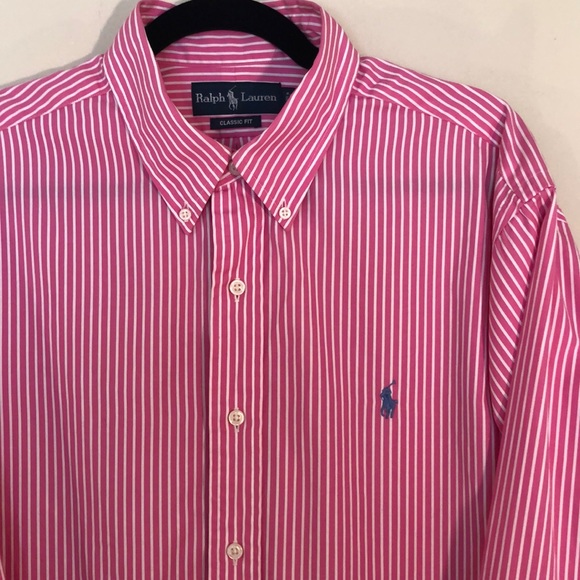 Ralph Lauren Other - Pink & White Striped Ralph Lauren Blue Pony XL